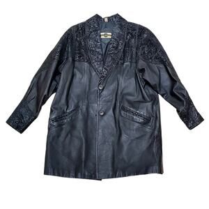 Vtg Outbrook Genuine Leather Mens Large Button Up Jacket